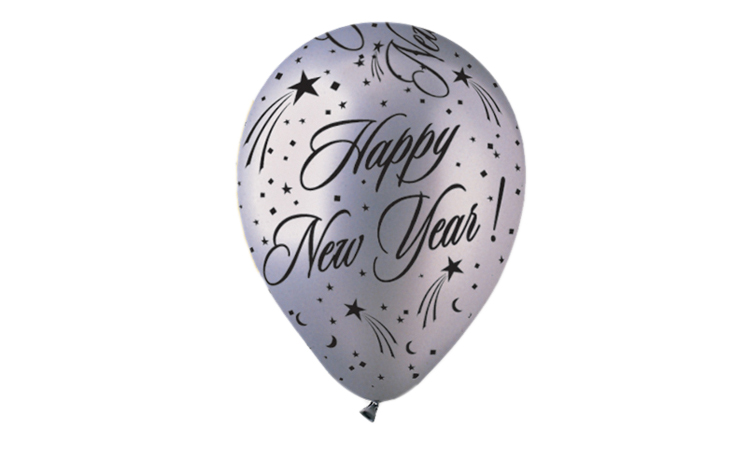 Silver Happy New Year Balloons